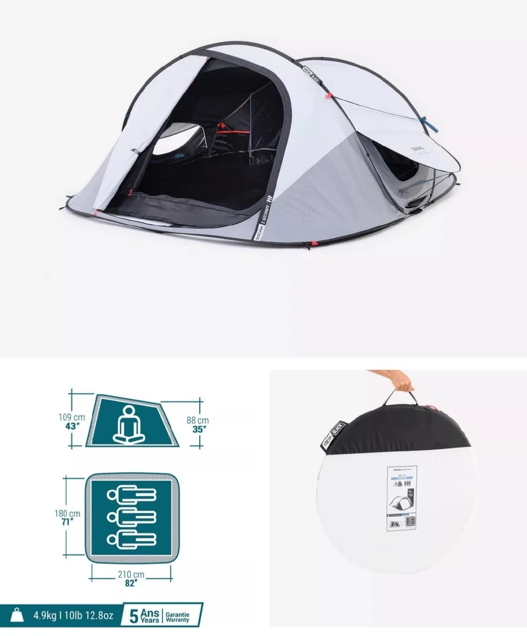 Палатка Decathlon Fresh Black трёхместная