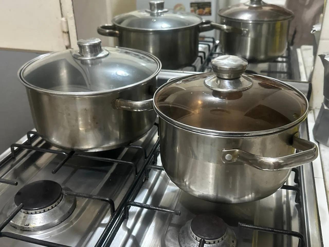 Кастрюли стальные с крышками 2 штуки