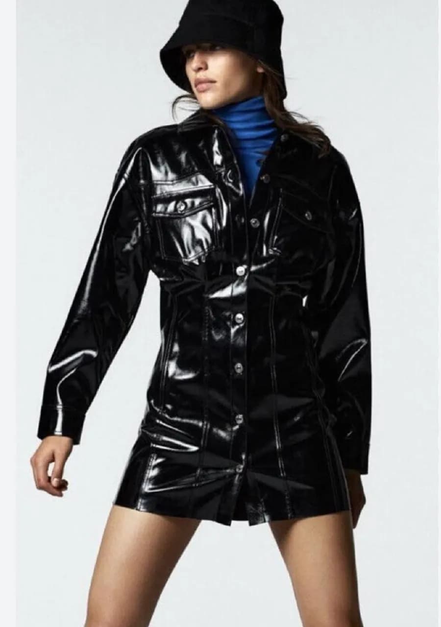 Лакированное платье ZARA размер S