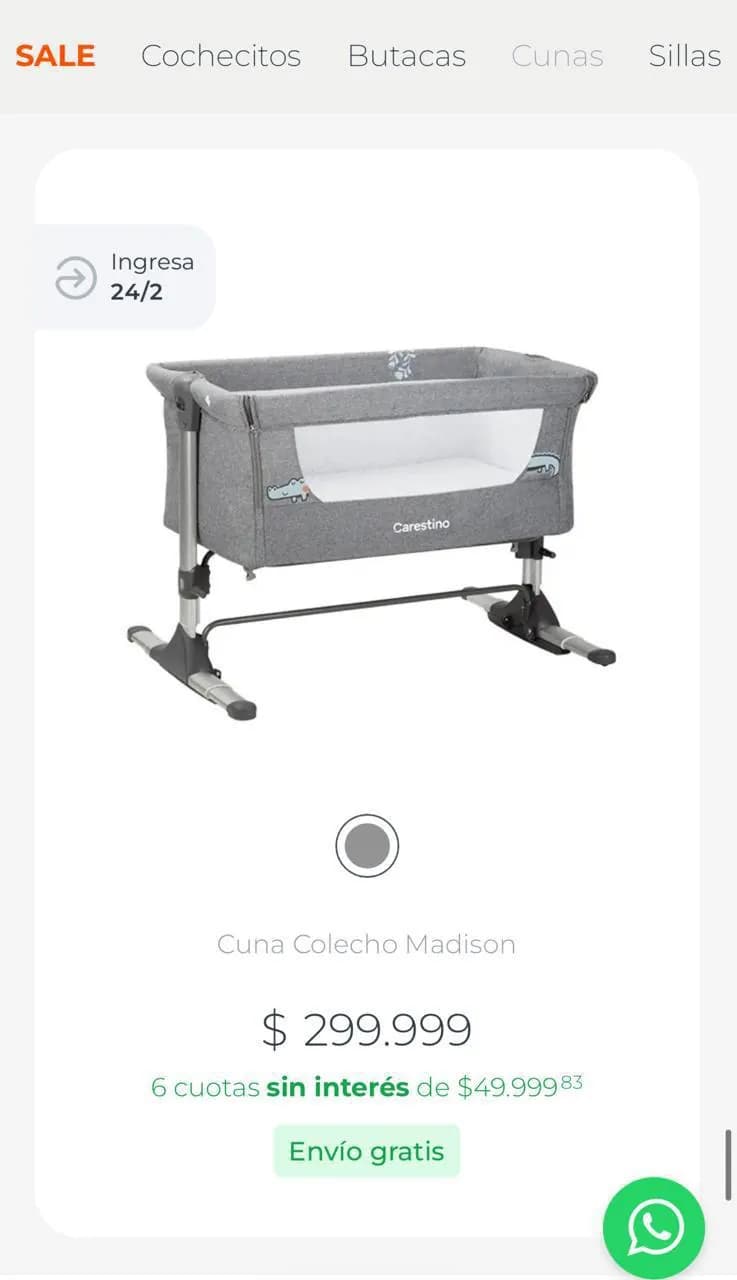 Прикроватная детская кроватка Carestino Madison