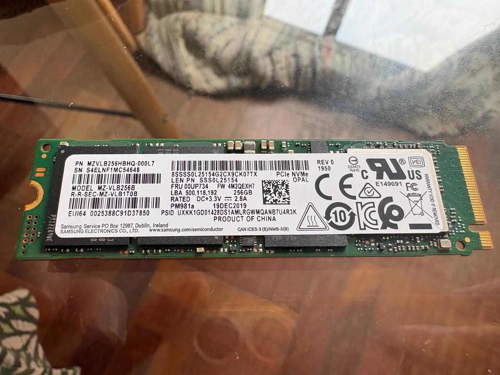 SSD Samsung 256 GB PCIe 3