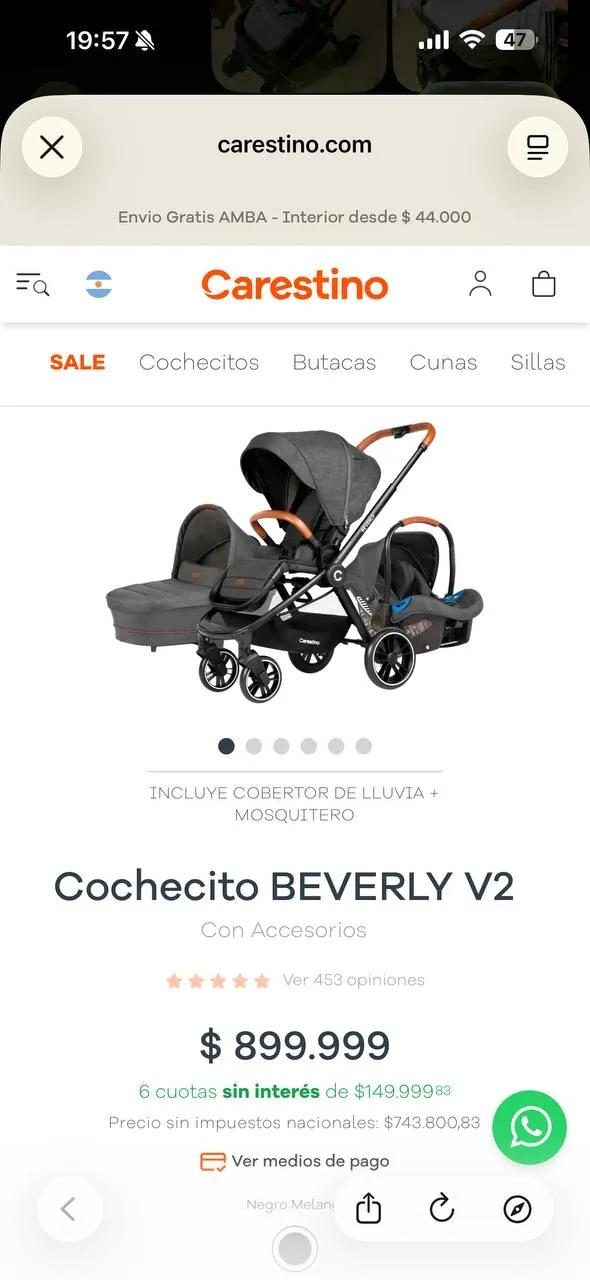 Коляска Carestino Beverly 3 в 1 с аксессуарами