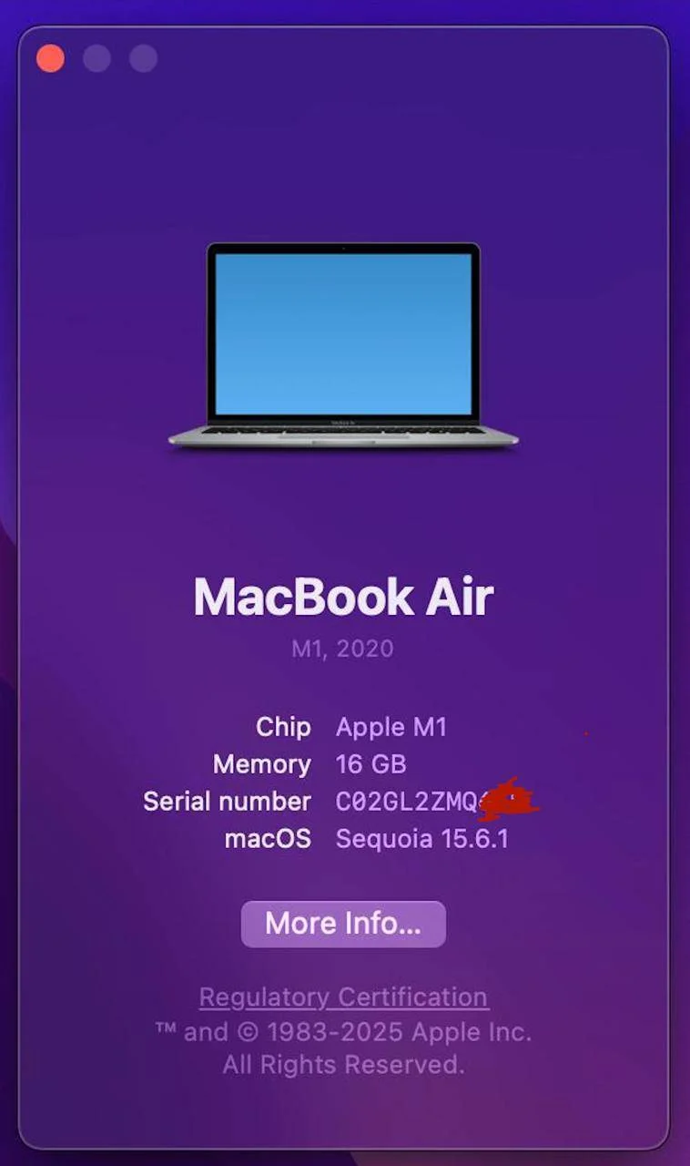 MacBook Air M1 16/256 6