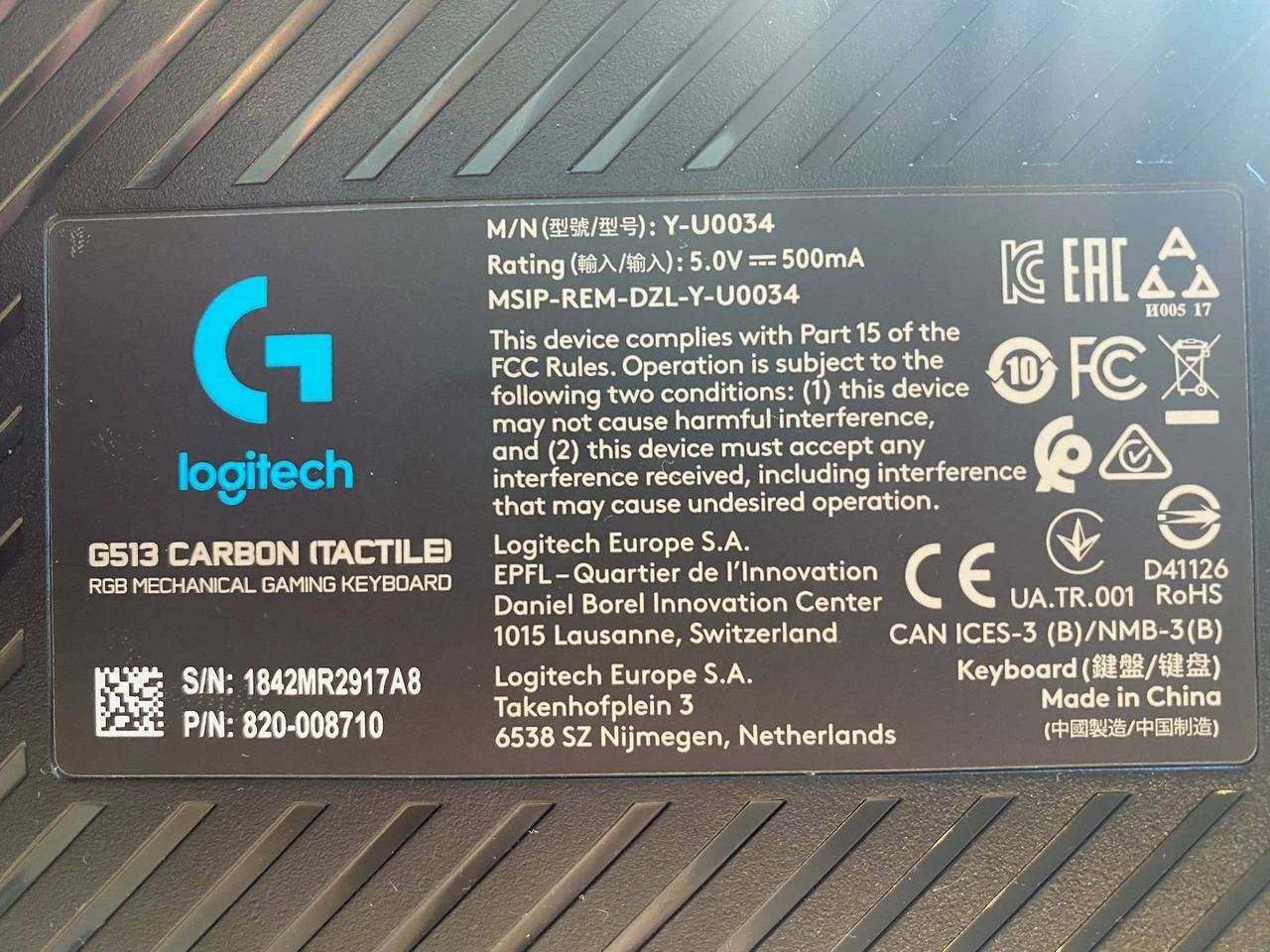 геймерская механическая клавиатура Logitech G513 Carbo 3