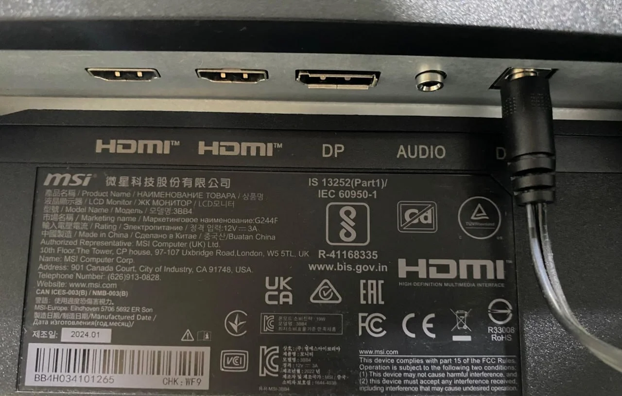 Монитор MSI G244F 23.8 IPS 6