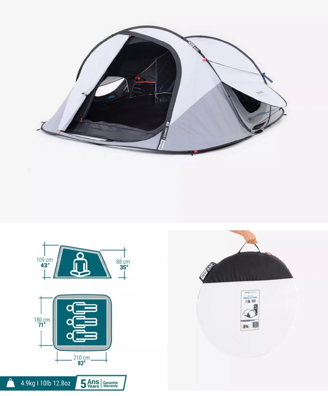Палатка Decathlon Fresh Black трёхместная 1