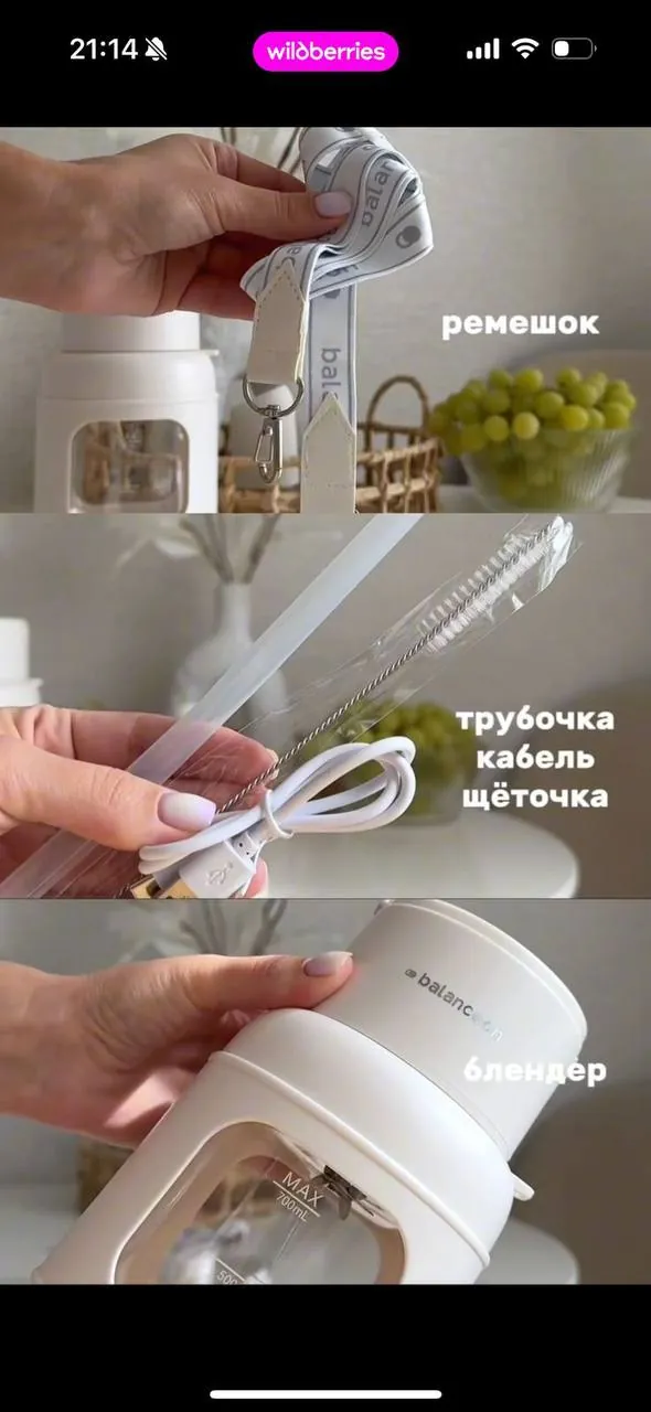 Портативный блендер Balanceon 800 мл USB 2