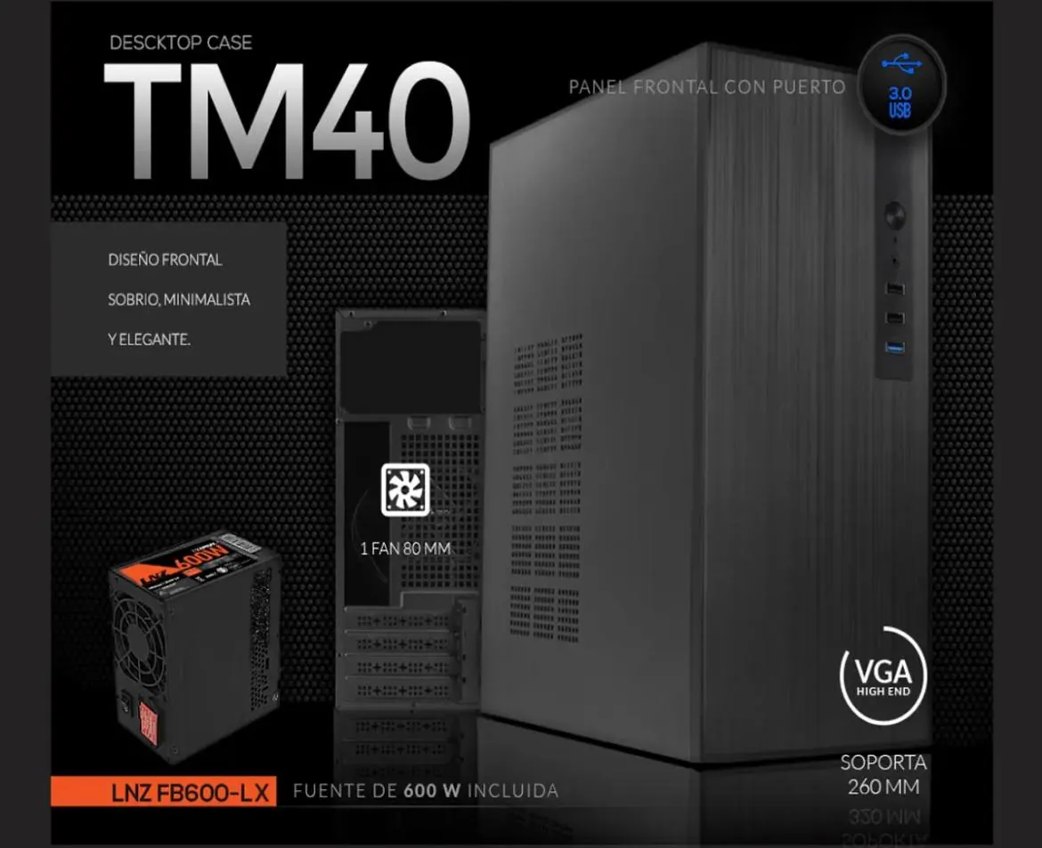 Корпус microATX с блоком питания 600W 2
