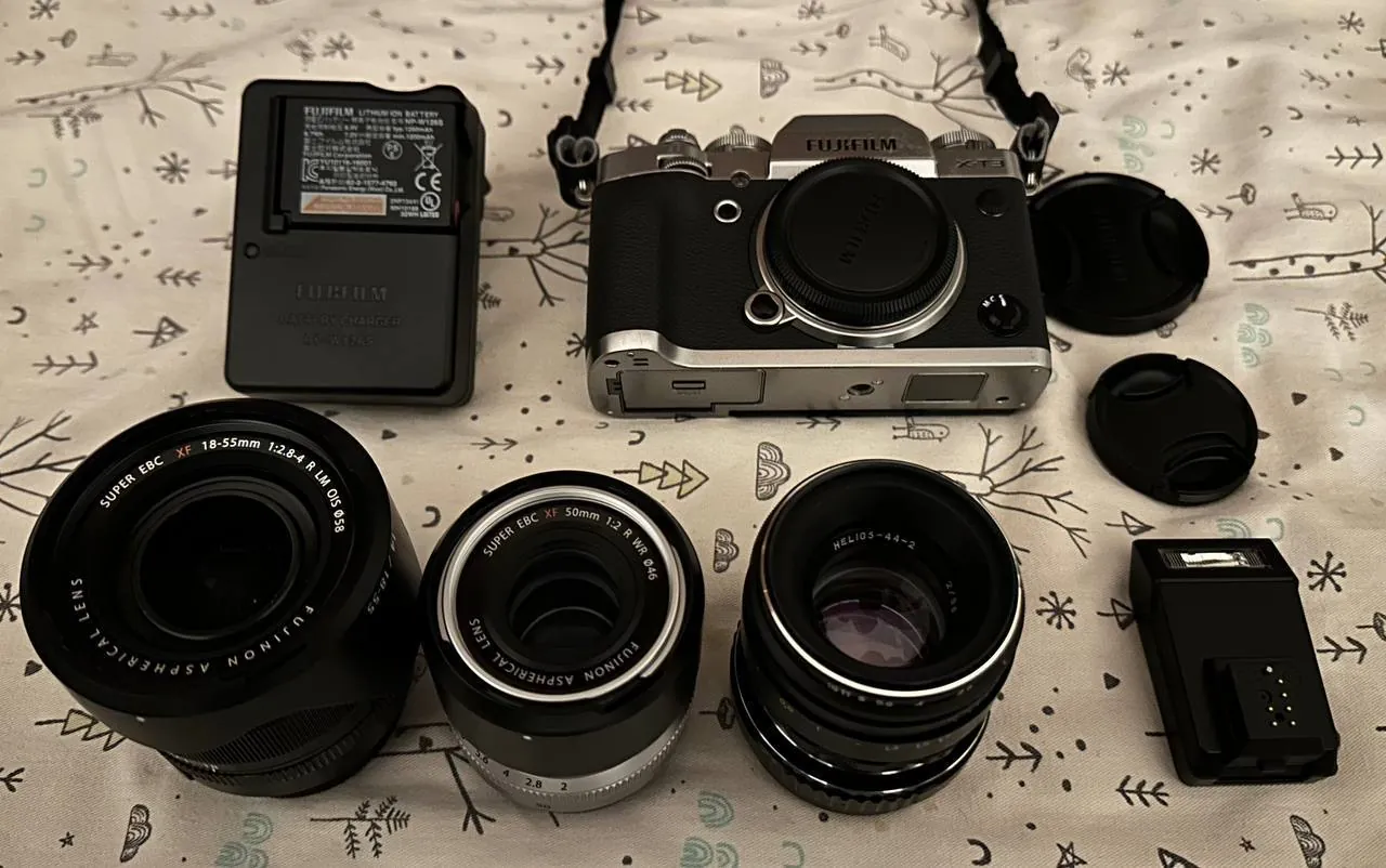 FujiFilm XT-3 с тремя объективами Helios 44-2 1