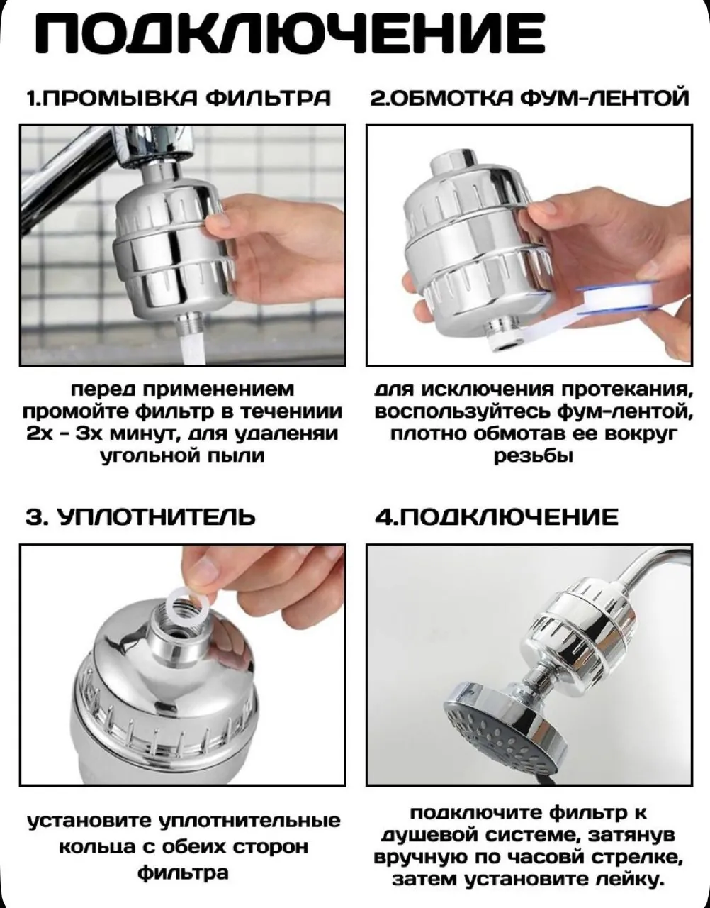 Фильтр для душа с 4 картриджами 2