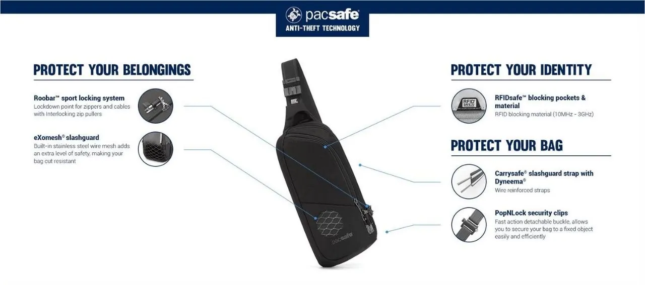 Сумка-слинг Pacsafe с защитой от краж оригинал 9